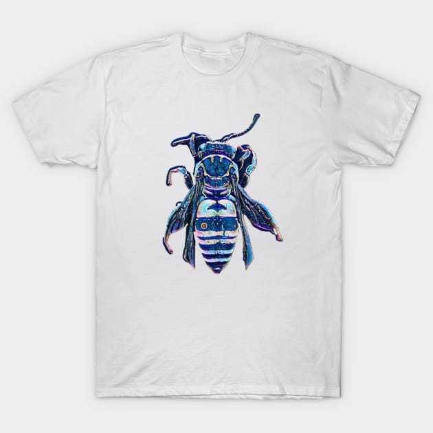 Blue moth bee wasp insect T-Shirt by CONCEPTDVS